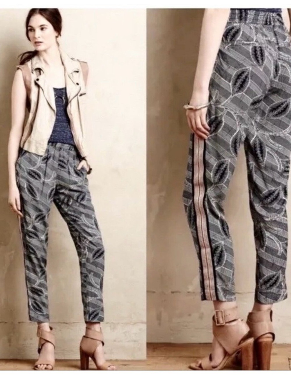 Anthropologie Hei Hei Printe Pants with Side Stripe